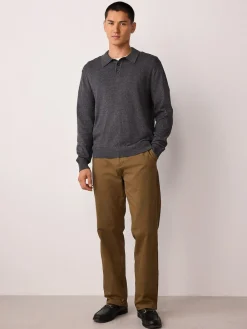 Online Next Tan Brown Straight Fit Stretch Chinos Trousers