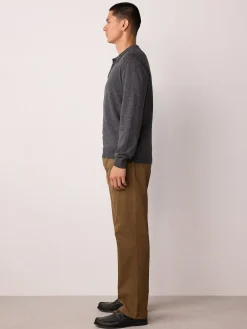 Online Next Tan Brown Straight Fit Stretch Chinos Trousers