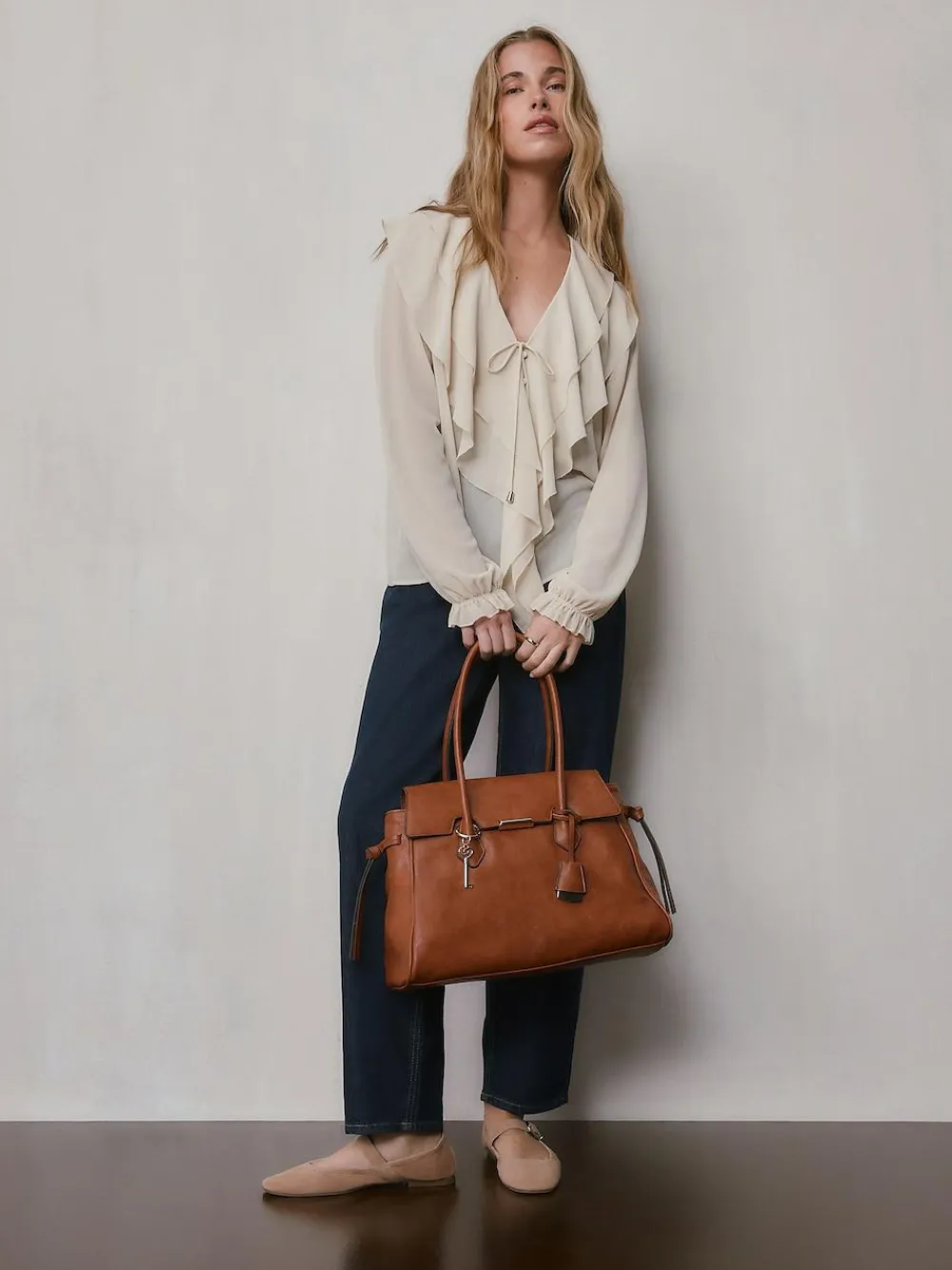 Next Tan Brown Structured Tote Bag^Women Bags