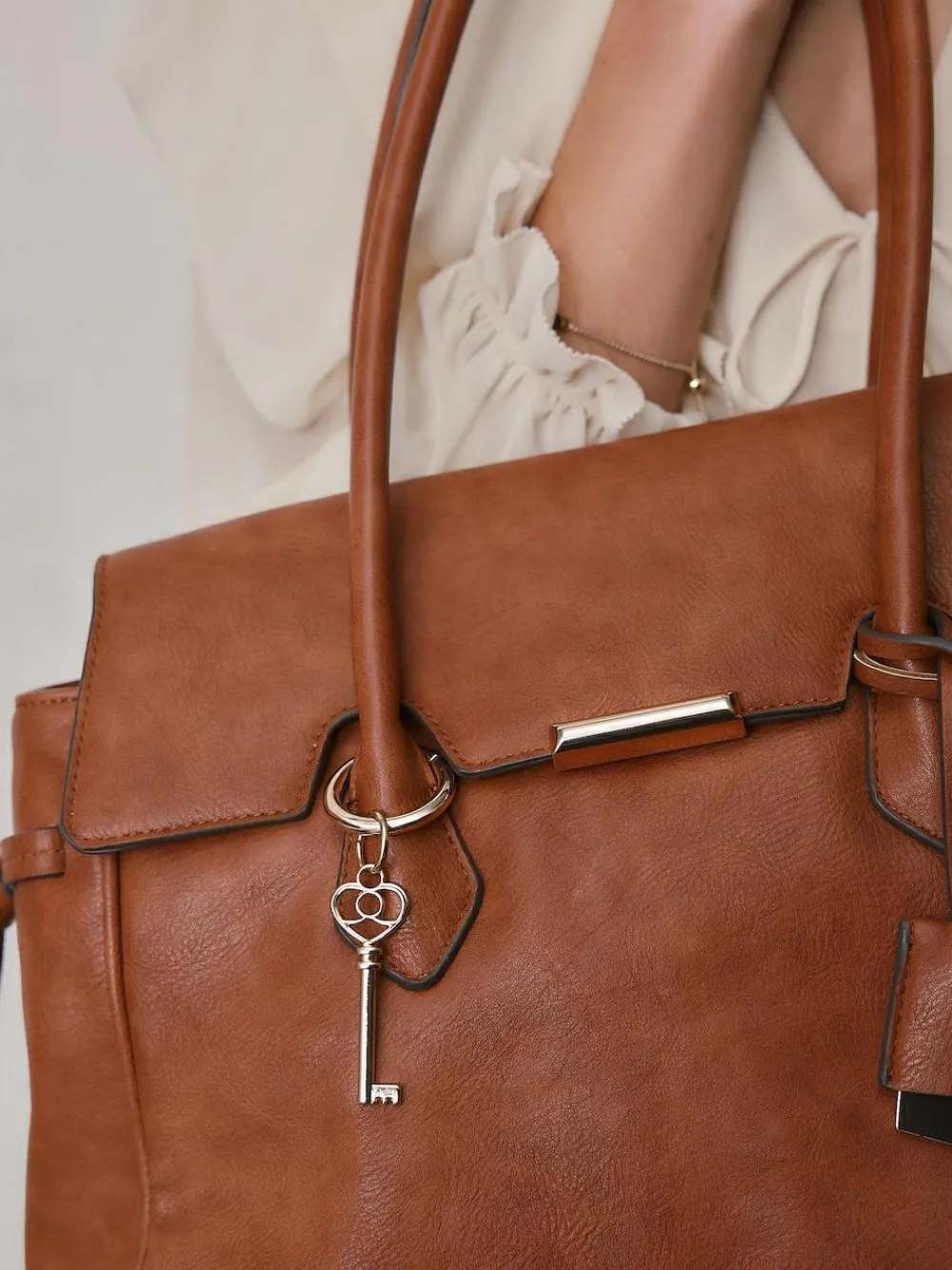 Next Tan Brown Structured Tote Bag^Women Bags