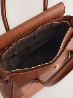 Next Tan Brown Structured Tote Bag^Women Bags