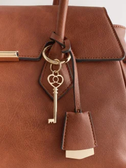 Next Tan Brown Structured Tote Bag^Women Bags