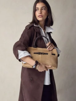Next Tan Brown Suede Belted Hand Held Bag^Women Bags