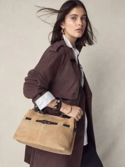 Next Tan Brown Suede Belted Hand Held Bag^Women Bags