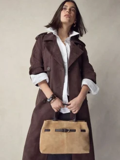 Next Tan Brown Suede Belted Hand Held Bag^Women Bags