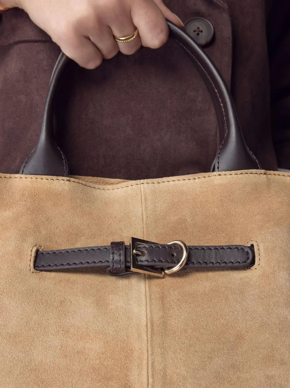 Next Tan Brown Suede Belted Hand Held Bag^Women Bags