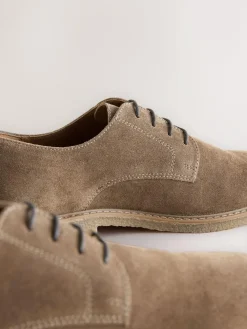 Next Suede Derby Shoes Tan Brown