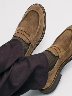 Discount Next Tan Brown Suede Penny Loafers