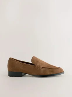 New Next Suede Round Toe Clean Loafers Tan Brown