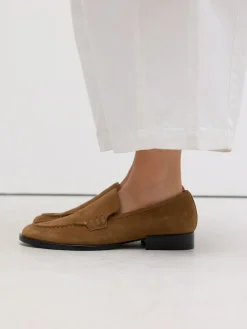 New Next Suede Round Toe Clean Loafers Tan Brown