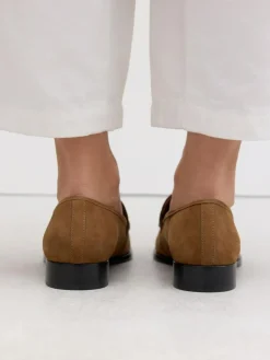 New Next Suede Round Toe Clean Loafers Tan Brown