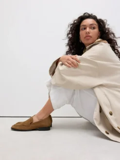 New Next Suede Round Toe Clean Loafers Tan Brown