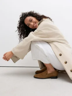 New Next Suede Round Toe Clean Loafers Tan Brown