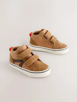 Best Next Suede Touch Fastening High Top Trainers Tan Brown