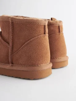 New Next Suede Warm Lined Ankle Slipper Boots Tan Brown