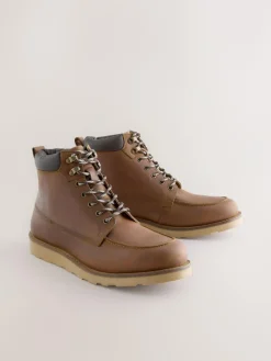 Next Tall Apron Wedge Boots Tan Brown