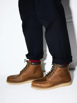 Next Tall Apron Wedge Boots Tan Brown