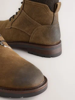 Online Next Tall Borg Lined Zip-Up Boots Tan Brown