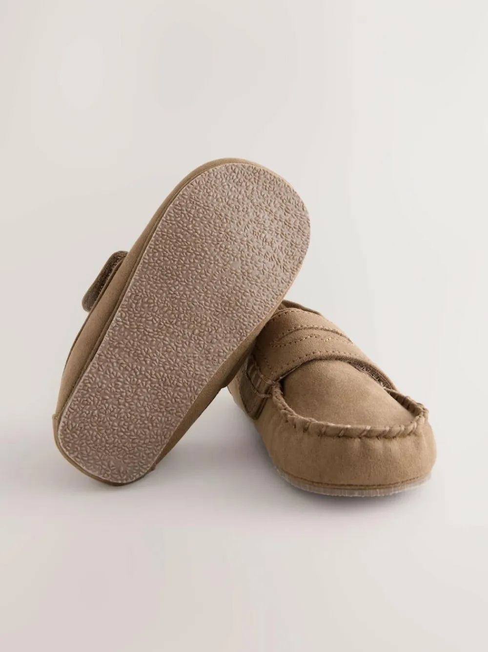 Hot Next Touch Fastening Moccasin Slippers Tan Brown