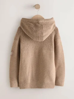 Next Tan Brown Utility Knitted Hoodie (3-16yrs)^BOY Sweatshirts & Hoodies|Knitwear & Sweaters