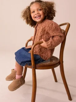 Outlet Next Wide Fit (G) Suede Pull On Boots Tan Brown Water Repellent