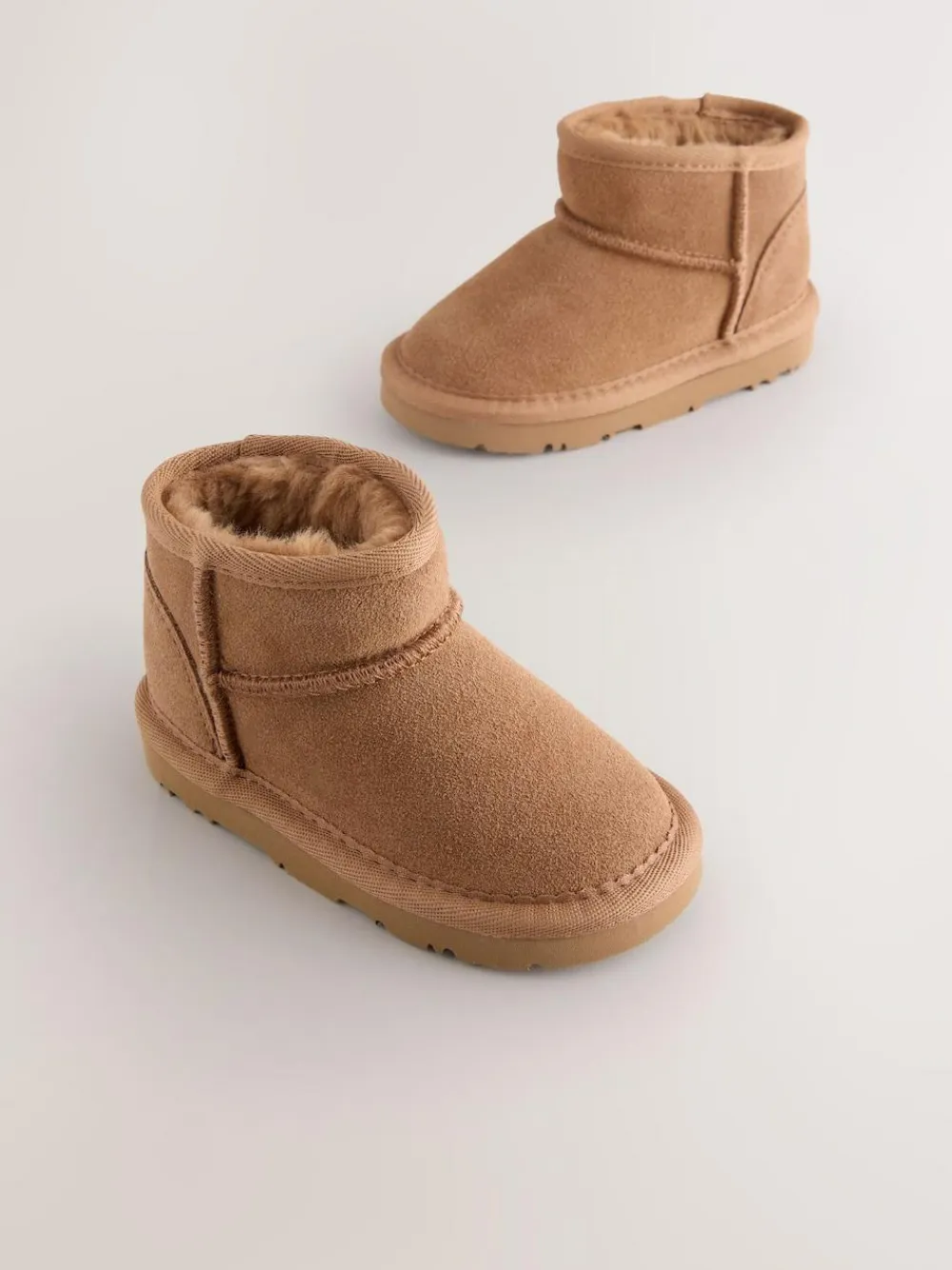 Outlet Next Wide Fit (G) Suede Pull On Boots Tan Brown Water Repellent
