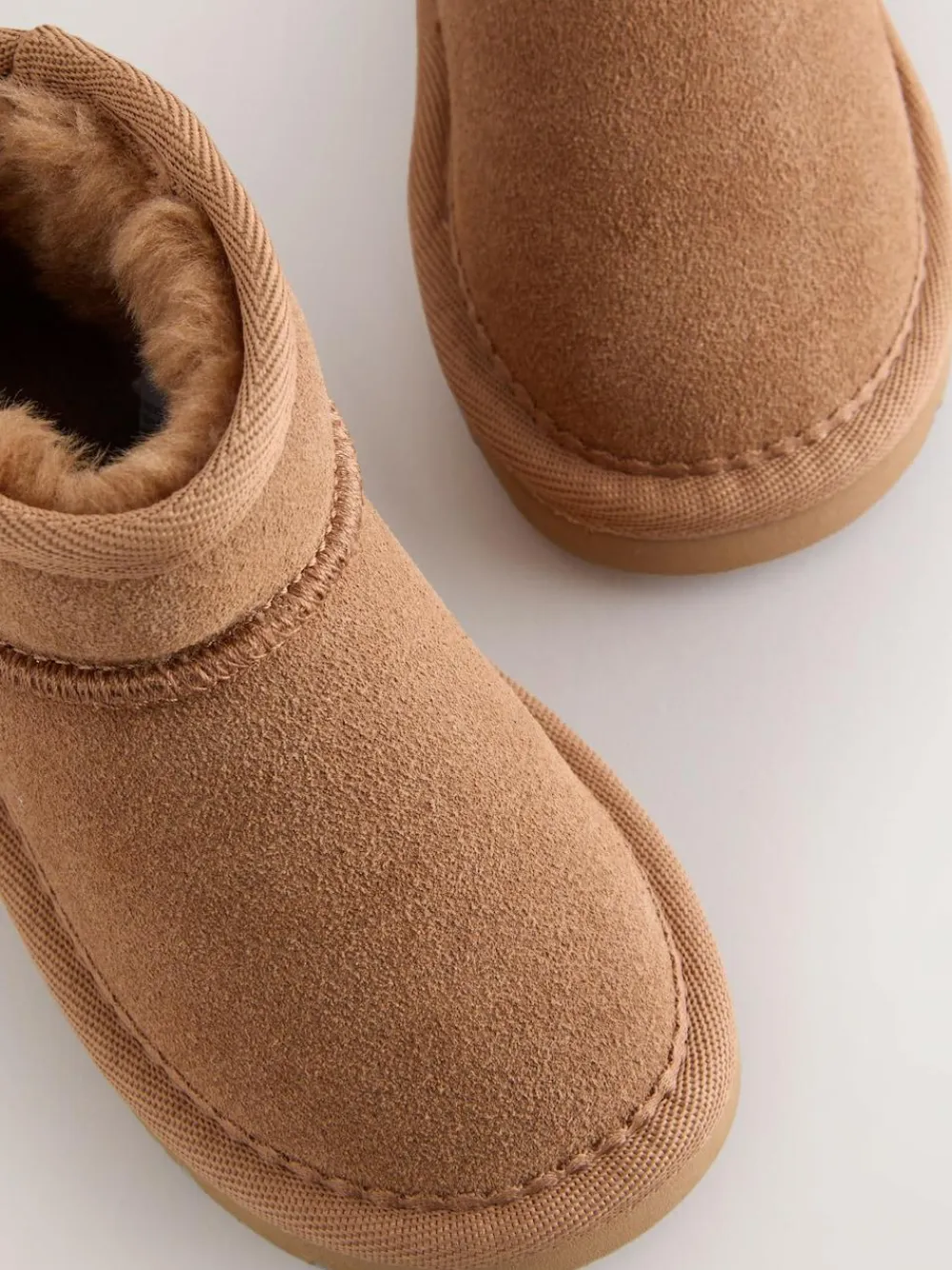 Outlet Next Wide Fit (G) Suede Pull On Boots Tan Brown Water Repellent