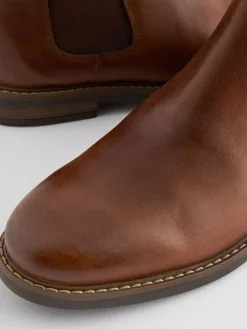Online Next Waxy Leather Chelsea Boots Tan Brown