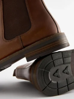 Online Next Waxy Leather Chelsea Boots Tan Brown