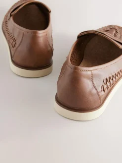 New Next Weave Loafers Tan Brown