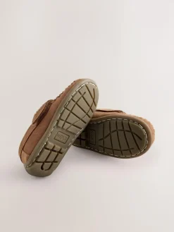 Next Tan Brown Wide Fit (G) Leather Penny Loafers with Touch and Close Fastening^ Shoes