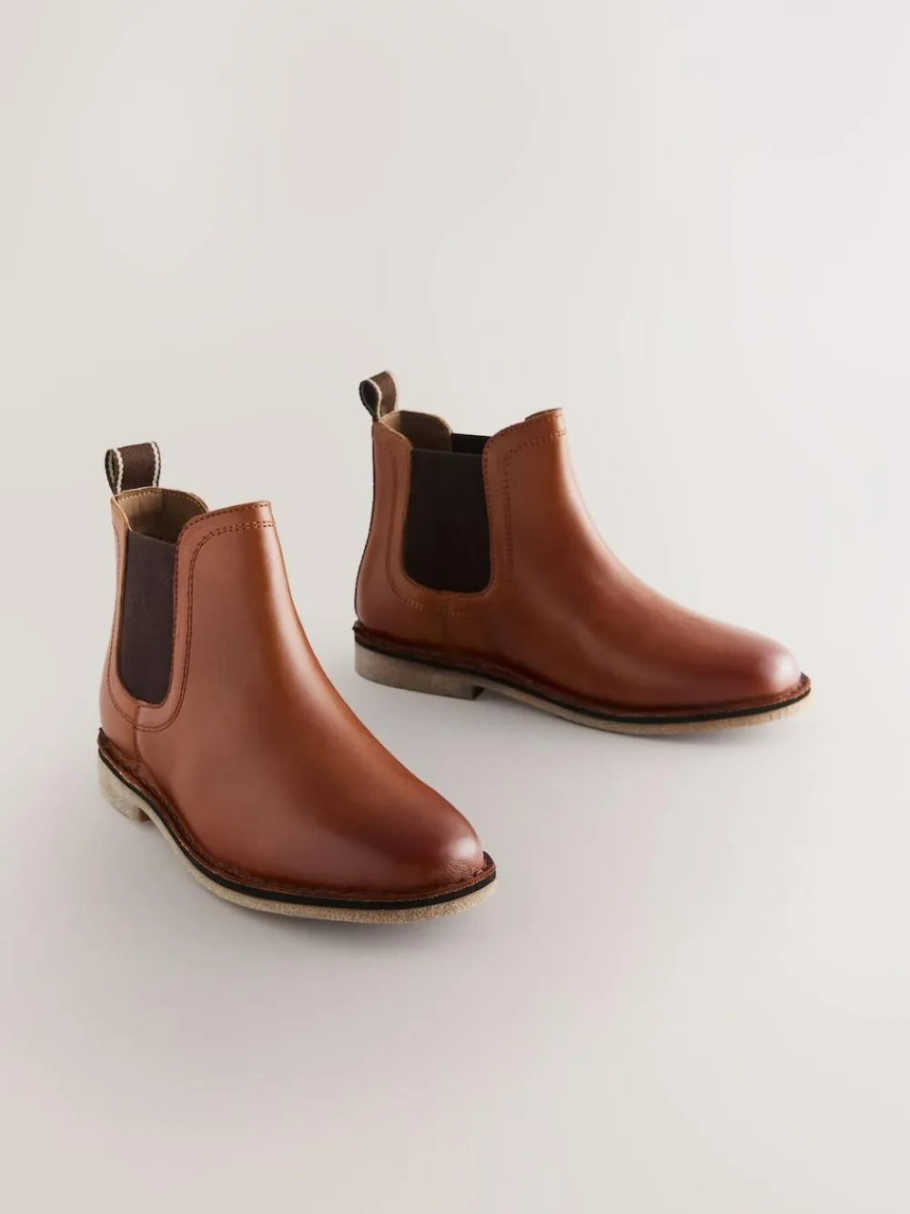 Next Tan Brown Wide Fit (G) Leather Chelsea Boots^BOY Occasionwear|Boots