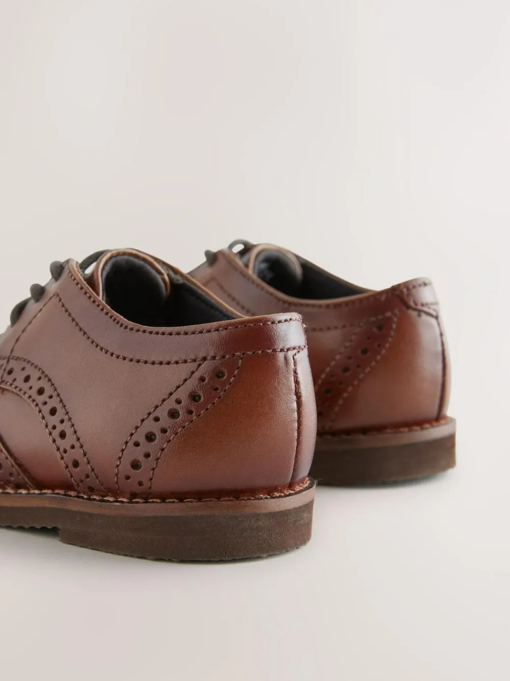 Next Tan Brown Wide Fit (G) Smart Leather Brogue Shoes^BOY Shoes|Occasionwear