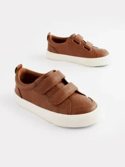 Best Next Wide Fit (G) Two Strap Touch Fastening Trainers Tan Brown
