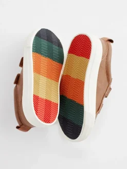 Best Next Wide Fit (G) Two Strap Touch Fastening Trainers Tan Brown