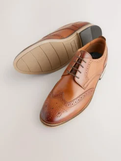 Next Wide Fit Leather Contrast Sole Brogue Shoes^ Shoes