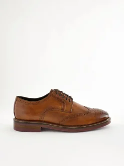 Next Tan Brown Wide Fit Leather Contrast Sole Chunky Brogues Shoes^ Shoes|Occasionwear