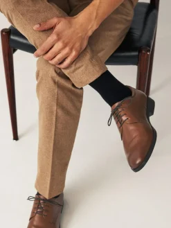 Best Next Wide Fit Leather Plain Derby Shoes Tan Brown