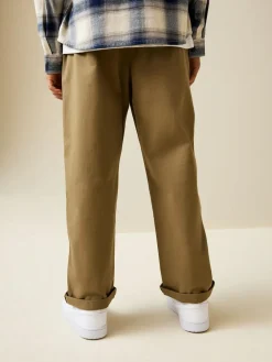 Outlet Next Wide Fit Stretch Chino Trousers (3-17yrs) Tan Brown