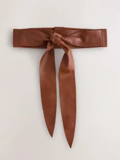 Next Tan Knot Detail Wide Leather Belt