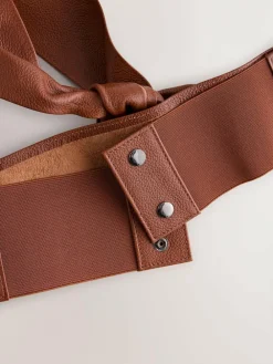 Next Tan Knot Detail Wide Leather Belt