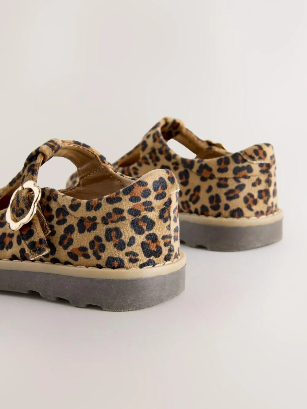 Clearance Next Standard Fit (F) T-Bar Shoes Tan/Animal Print