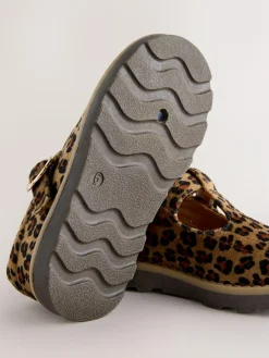 Clearance Next Standard Fit (F) T-Bar Shoes Tan/Animal Print
