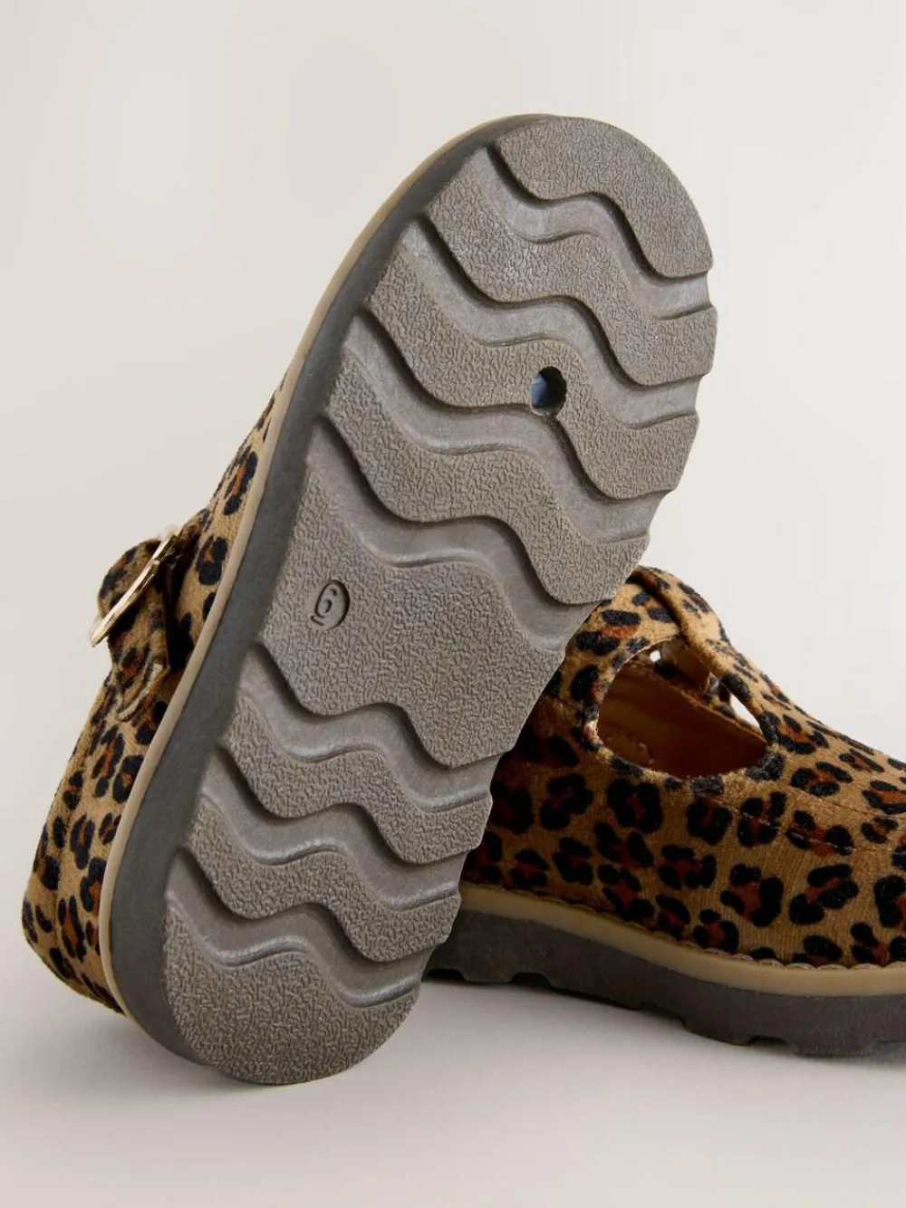 Clearance Next Standard Fit (F) T-Bar Shoes Tan/Animal Print