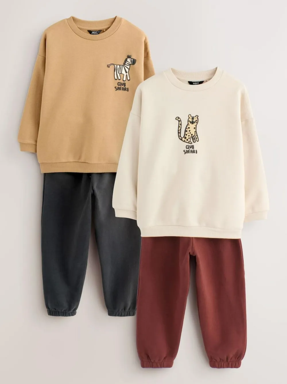 Outlet Next Tan/Ecru/Charcoal Grey 2 Pack Sweatshirt and Joggers Set (3mths-7yrs)