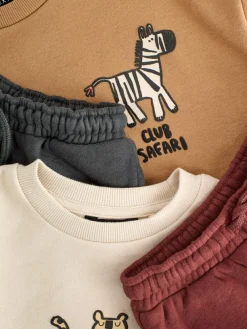 Outlet Next Tan/Ecru/Charcoal Grey 2 Pack Sweatshirt and Joggers Set (3mths-7yrs)