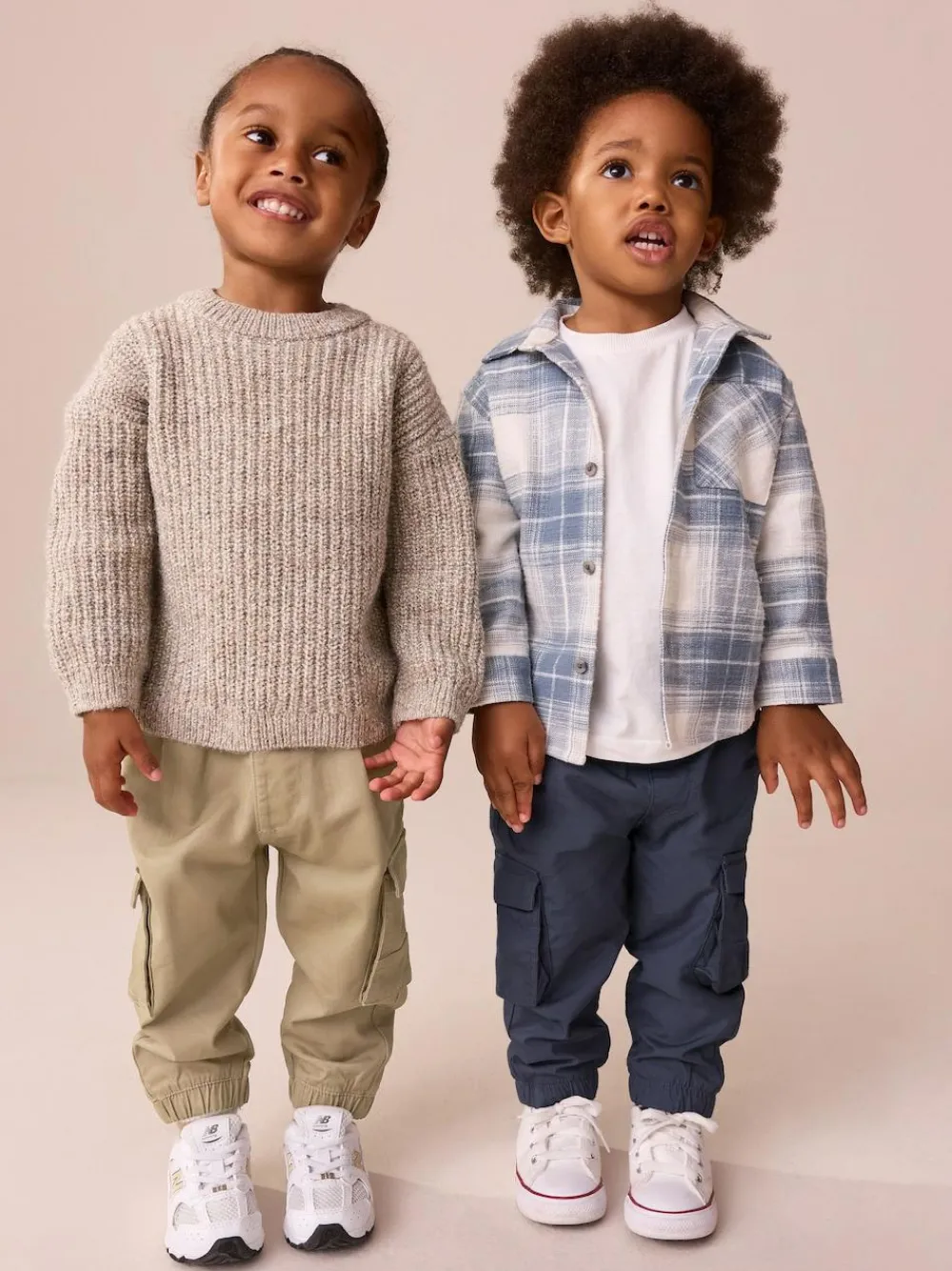 Discount Next Tan/Navy Cargo Trousers 2 Pack (3mths-7yrs)