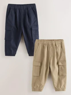 Discount Next Tan/Navy Cargo Trousers 2 Pack (3mths-7yrs)