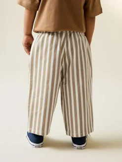 Clearance Next Tan/White Stripe Printed Pull On Wide Trousers (3mths-7yrs)