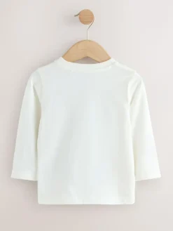 Discount Next Tan/White/Black Safari Long Sleeve Graphic Print T-Shirts 3 Pack (3mths-7yrs)